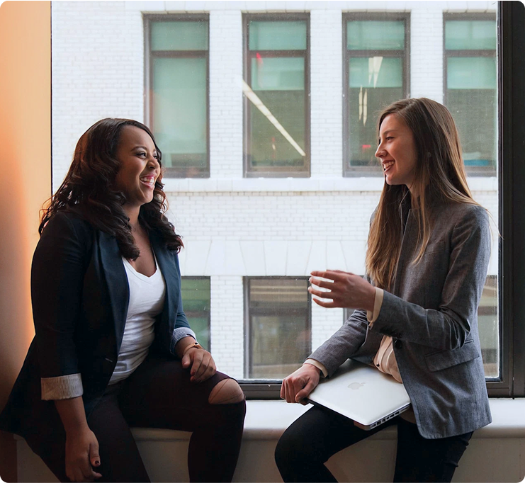 Two people discussing affiliate program